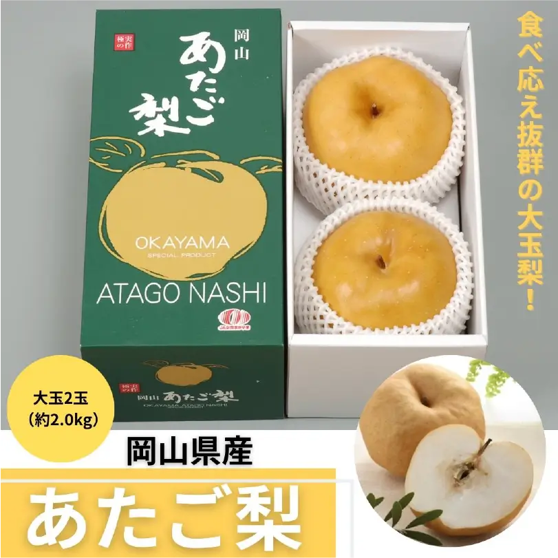 岡山県産あたご梨　大玉2玉（2.2ｋｇ）
