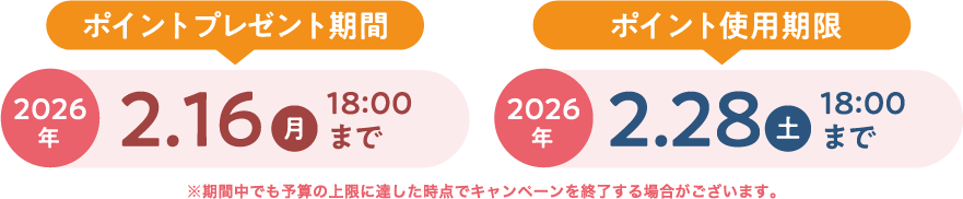 ポイントプレゼント期間 ポイント使用期限