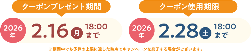クーポンプレゼント期間 クーポン使用期限