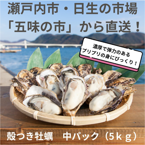 【岡山県日生産】殻つき牡蠣　中パック（5ｋｇ）　1月上旬以降発送