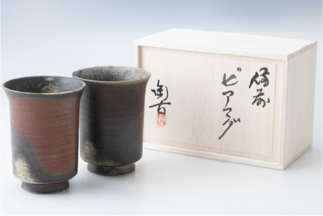 備前焼　組ビアマグ　木箱