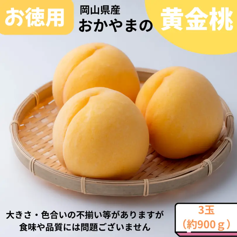 お徳用おかやまの黄金桃 約900g(3玉)【8月下旬~9月中旬発送】