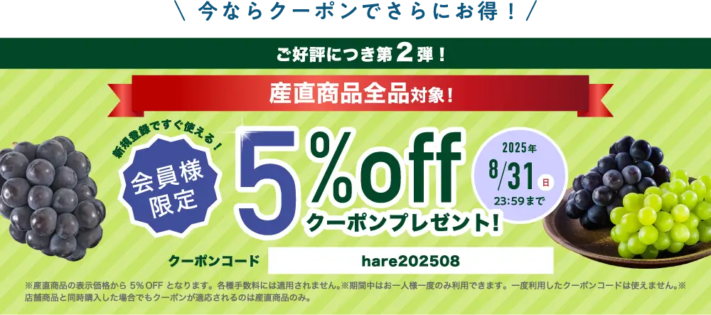 5%offクーポンプレゼント