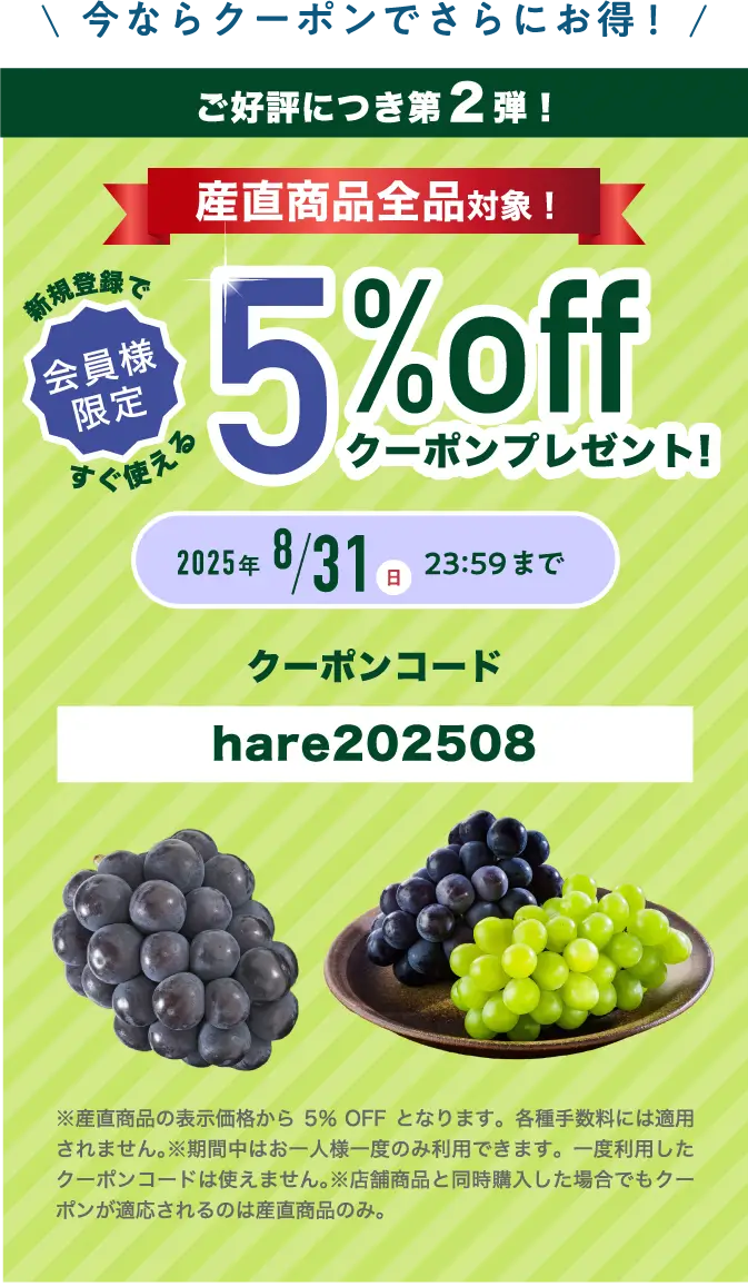 5%offクーポンプレゼント