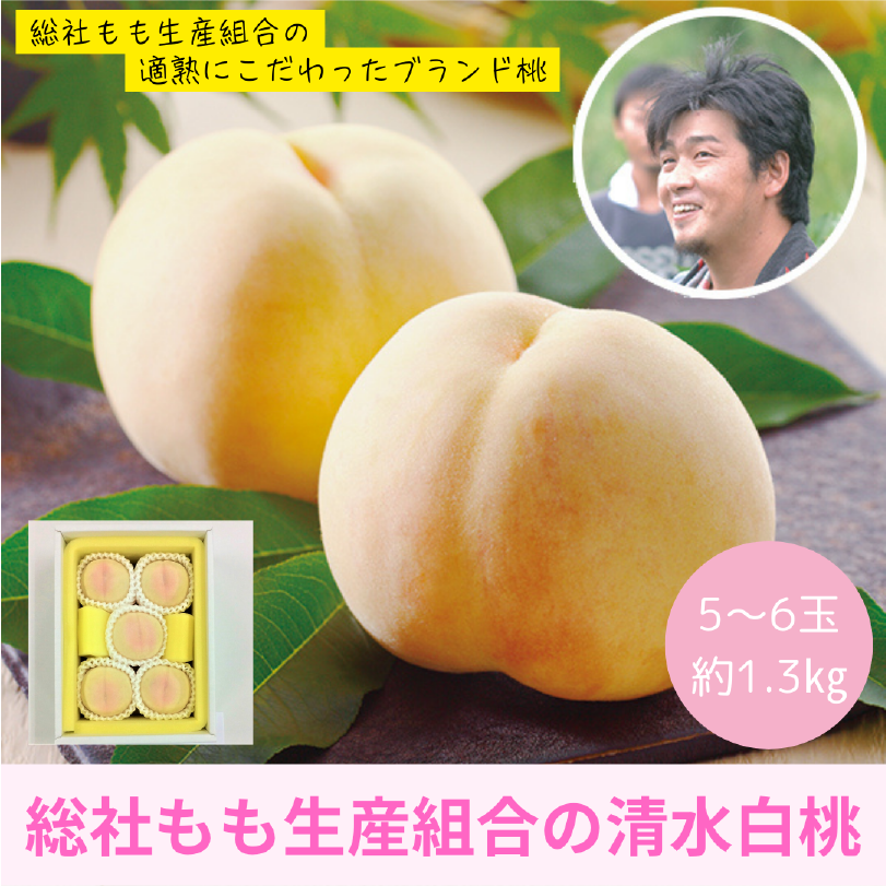総社の清水白桃　約1.3㎏（5～6玉）【7月下旬～8月上旬発送】