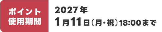 ポイント使用期間：2027年1月11日(月・祝)18:00まで