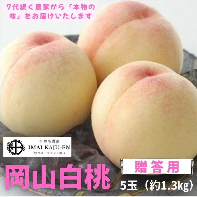 今井果樹園の白桃　約1.3㎏（5玉）【7月中旬～7月下旬発送】