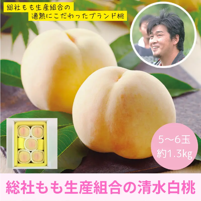 総社の清水白桃　約1.3㎏（5～6玉）【7月下旬～8月上旬発送】